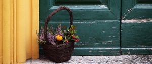 Preview wallpaper basket, bouquet, flowers, composition, decoration