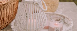 Preview wallpaper basket, candles, jar, wooden, wicker