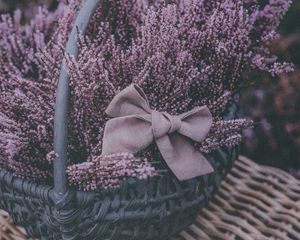 Preview wallpaper basket, lavender, flowers, purple, bow