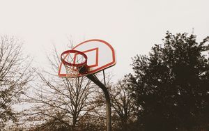 Preview wallpaper basketball backboard, basketball hoop, playground, trees