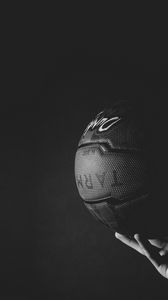 Preview wallpaper basketball ball, ball, hand, bw