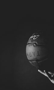 Preview wallpaper basketball ball, ball, hand, bw