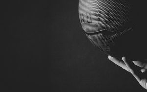 Preview wallpaper basketball ball, ball, hand, bw