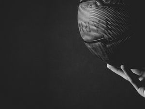 Preview wallpaper basketball ball, ball, hand, bw