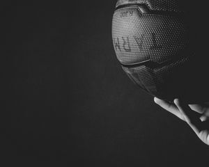 Preview wallpaper basketball ball, ball, hand, bw