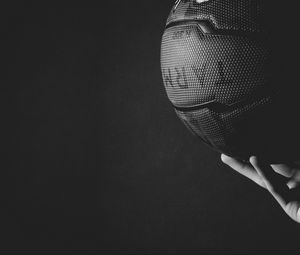 Preview wallpaper basketball ball, ball, hand, bw