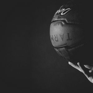 Preview wallpaper basketball ball, ball, hand, bw