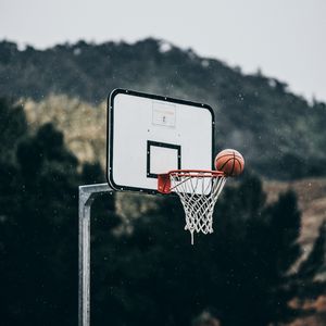 Preview wallpaper basketball, ball, basketball hoop, throw