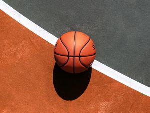 Preview wallpaper basketball, ball, basketball court
