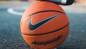 Preview wallpaper basketball ball, basketball, leg, playground