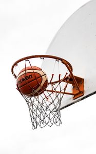 Preview wallpaper basketball, ball, basketball net, basketball hoop, backboard