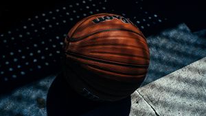 Preview wallpaper basketball ball, basketball, shadow, stripes