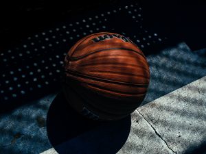 Preview wallpaper basketball ball, basketball, shadow, stripes