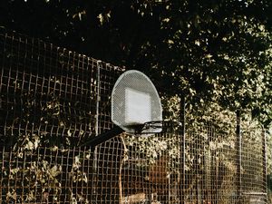 Preview wallpaper basketball, basketball backboard, mesh, trees