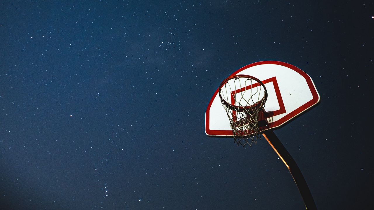 Wallpaper basketball, basketball backboard, net, night, stars