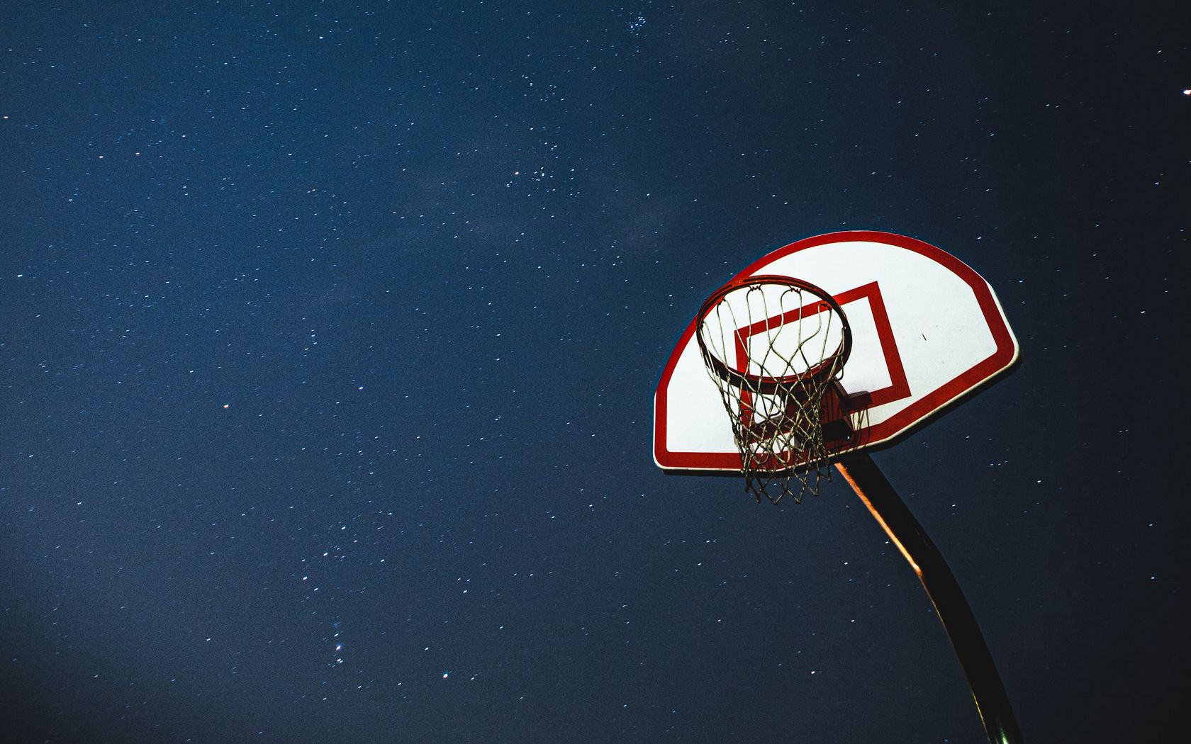 1680x1050 Wallpaper basketball, basketball backboard, net, night, stars