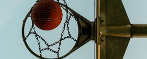 Preview wallpaper basketball, basketball ball, basketball hoop, chains