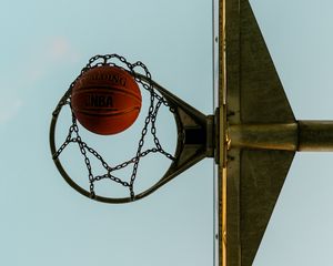 Preview wallpaper basketball, basketball ball, basketball hoop, chains