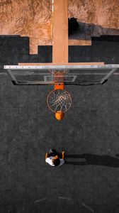 Preview wallpaper basketball, basketball hoop, ball, aerial view