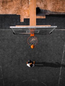 Preview wallpaper basketball, basketball hoop, ball, aerial view