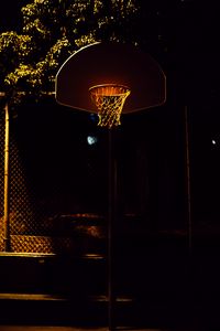 Preview wallpaper basketball, basketball hoop, basketball net, shadows, night
