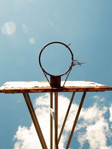 Preview wallpaper basketball, basketball hoop, shield, clouds