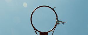 Preview wallpaper basketball, basketball hoop, shield, clouds
