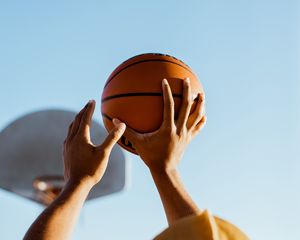 Preview wallpaper basketball, basketball player, ball, throw