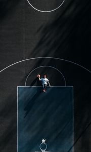 Preview wallpaper basketball court, man, aerial view, marking, basketball
