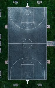 Preview wallpaper basketball court, playground, basketball, aerial view