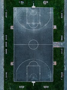 Preview wallpaper basketball court, playground, basketball, aerial view