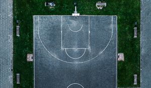 Preview wallpaper basketball court, playground, basketball, aerial view