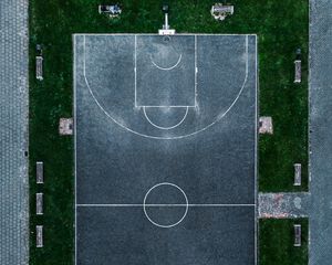 Preview wallpaper basketball court, playground, basketball, aerial view