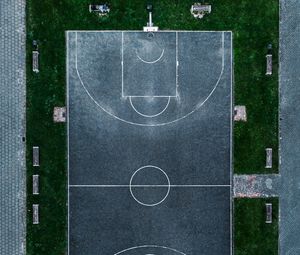 Preview wallpaper basketball court, playground, basketball, aerial view