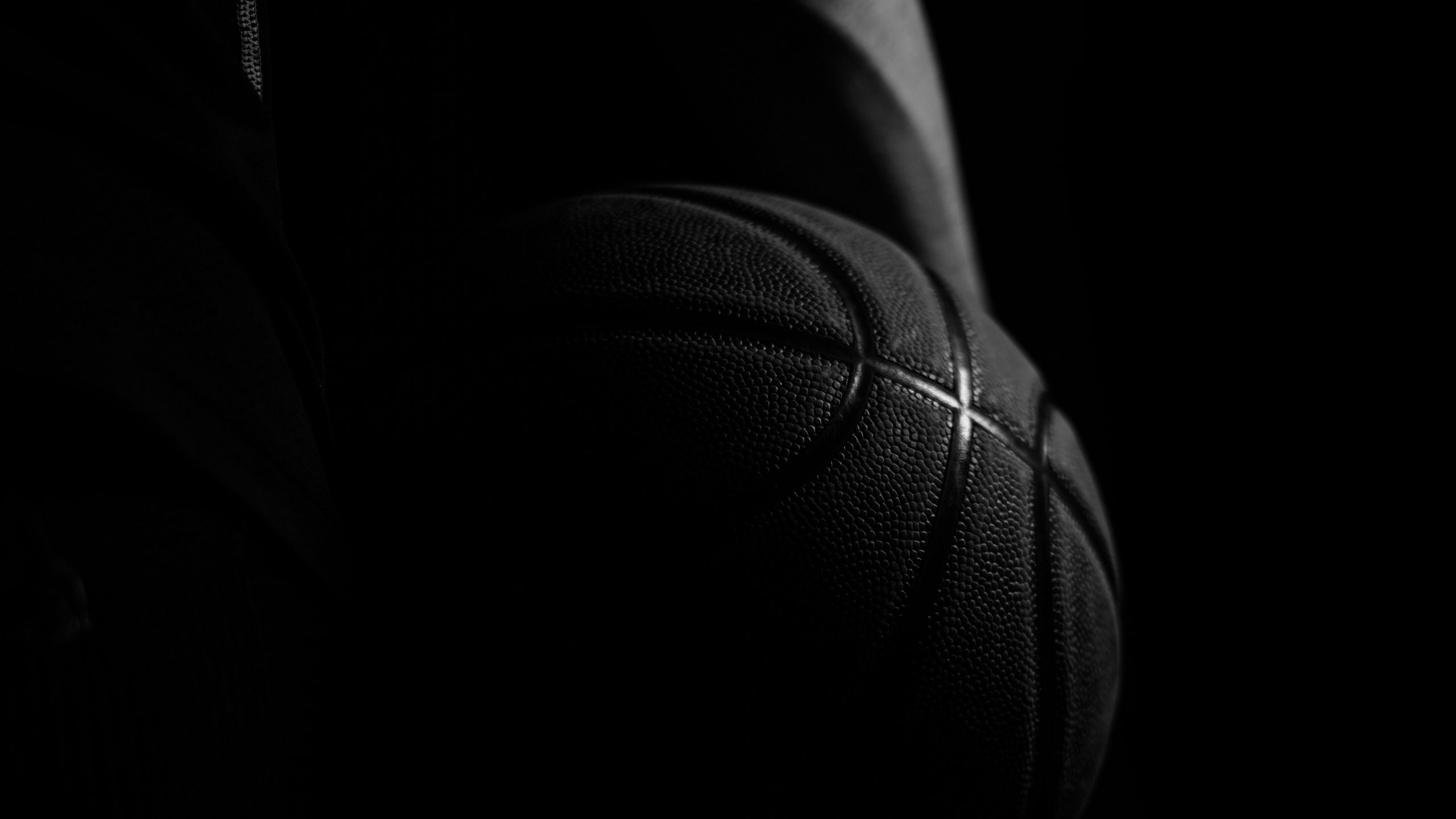 Download wallpaper 2560x1440 basketball ball, ball, basketball, bw