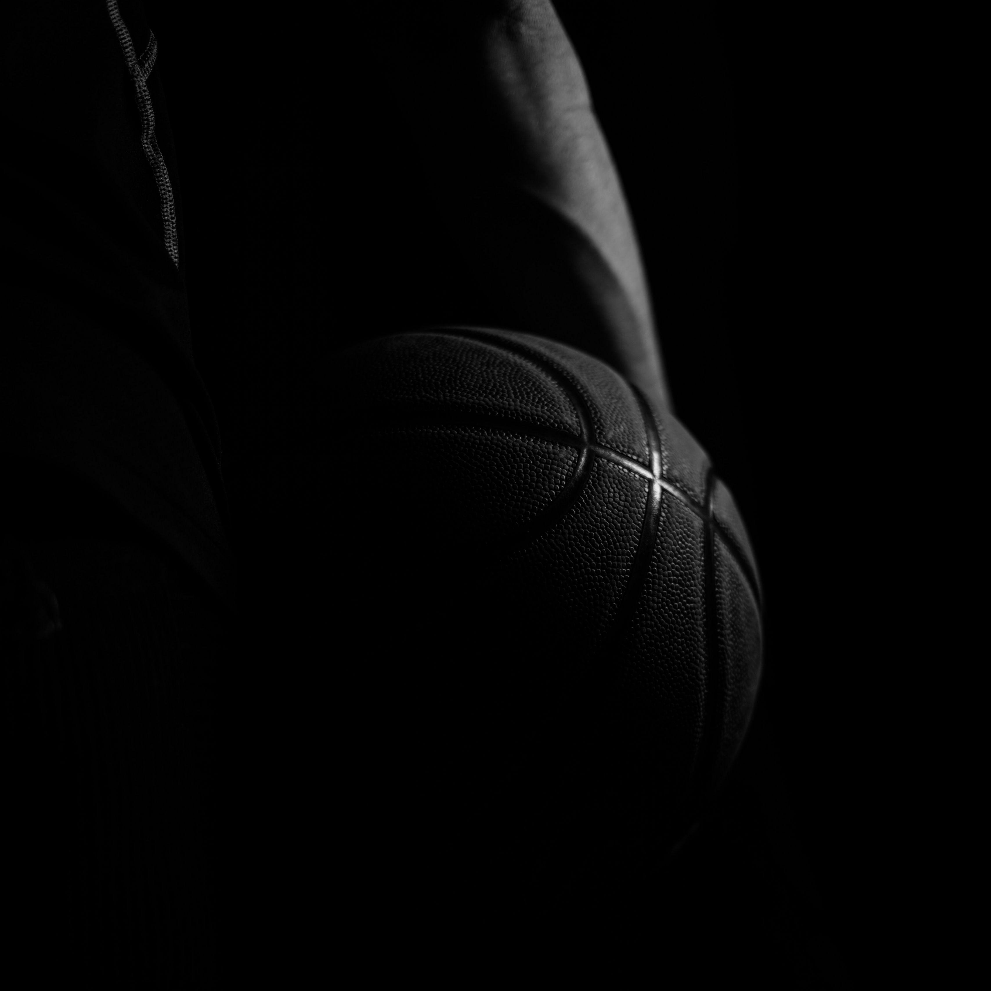 Download wallpaper 3415x3415 basketball ball, ball, basketball, bw ...