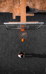 Preview wallpaper basketball, basketball hoop, ball, aerial view