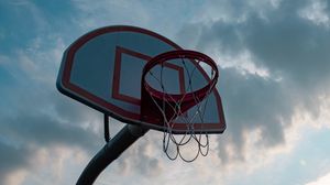 Preview wallpaper basketball hoop, basketball, basketball net, sky