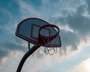 Preview wallpaper basketball hoop, basketball, basketball net, sky