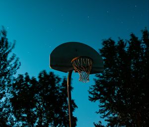 Preview wallpaper basketball hoop, basketball, hoop, starry sky, dark