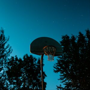Preview wallpaper basketball hoop, basketball, hoop, starry sky, dark