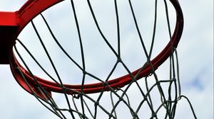 Preview wallpaper basketball hoop, basketball, hoop, net, red