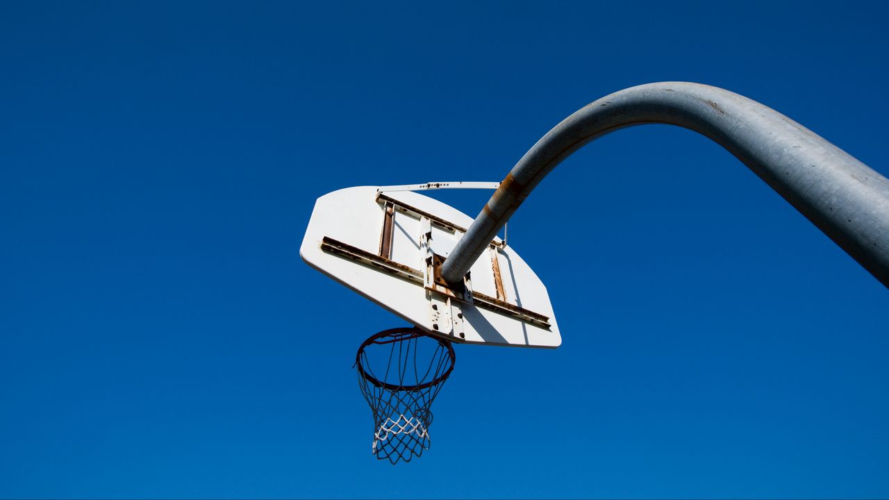 Wallpaper basketball hoop, basketball, mesh, sport, sky