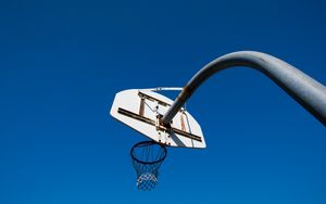 Preview wallpaper basketball hoop, basketball, mesh, sport, sky