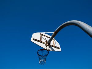 Preview wallpaper basketball hoop, basketball, mesh, sport, sky