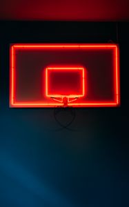 Preview wallpaper basketball hoop, basketball, neon, light, red