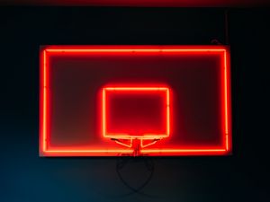 Preview wallpaper basketball hoop, basketball, neon, light, red
