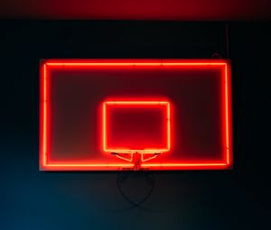 Preview wallpaper basketball hoop, basketball, neon, light, red