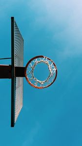 Preview wallpaper basketball hoop, basketball, net, bottom view