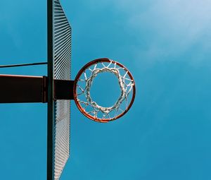 Preview wallpaper basketball hoop, basketball, net, bottom view